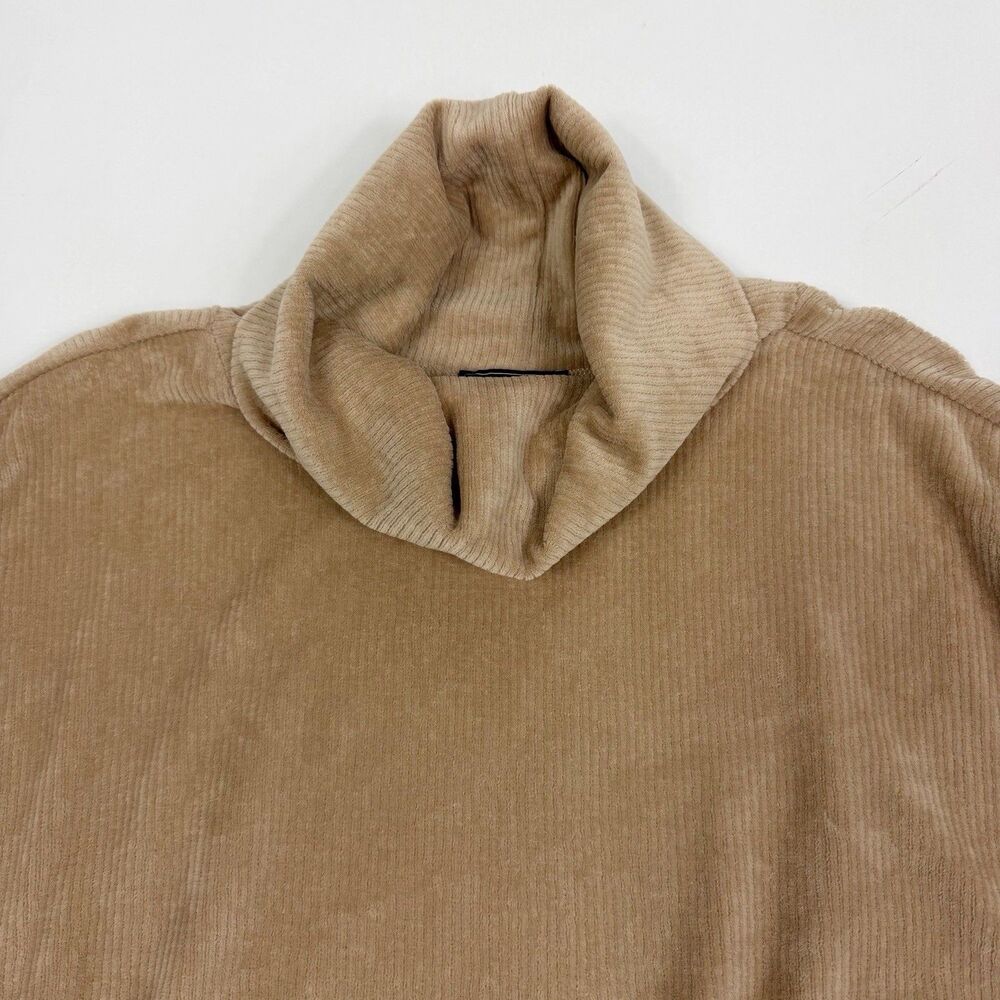NEW DG2 Diane Gilman Ribbed Cowl Neck Beige Long Sleeve Lounge Top Cozy Large - Picture 3 of 9